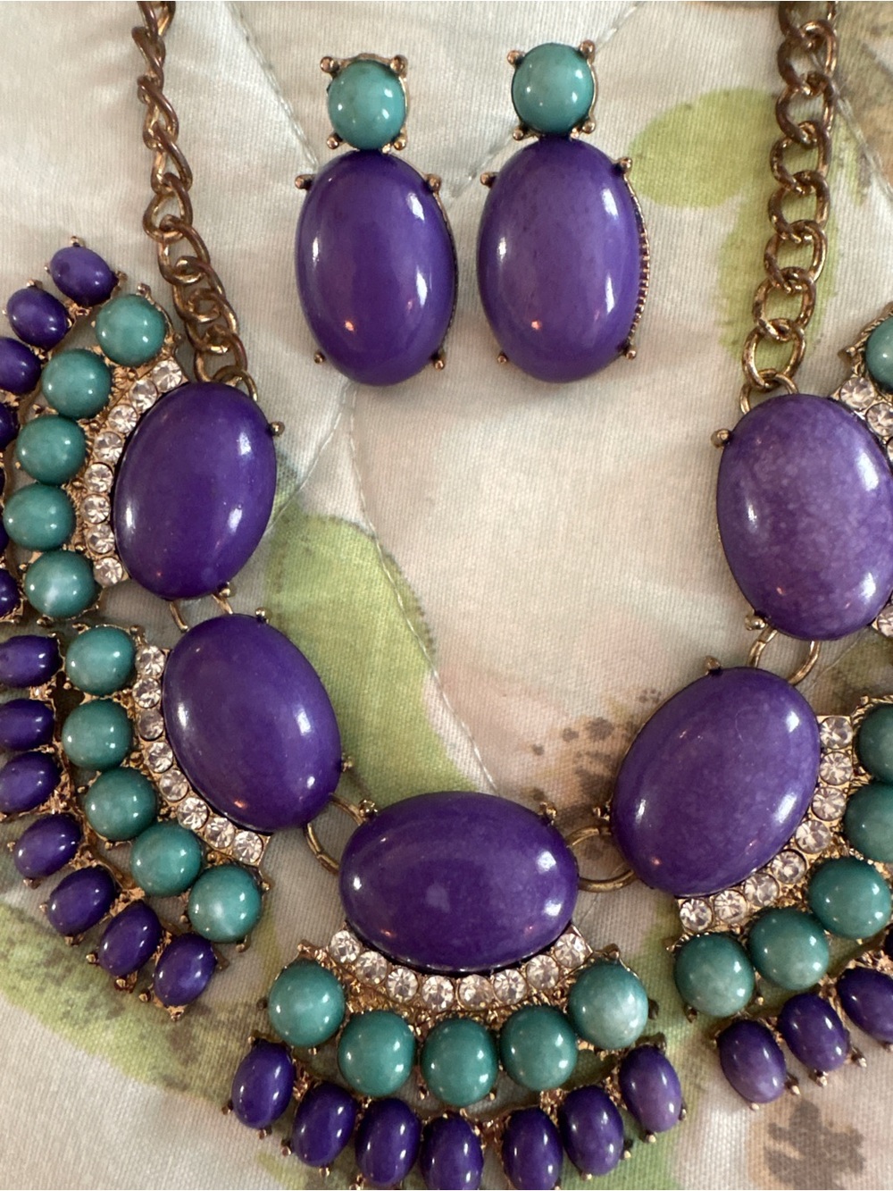 VINTAGE Chunky Purple & Teal Statement Set Bub Style Indie Glam McBling Retro